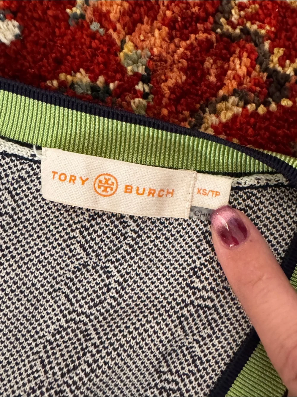 Tory Burch Jacquard Printed Floral Vneck Cardigan Sweater